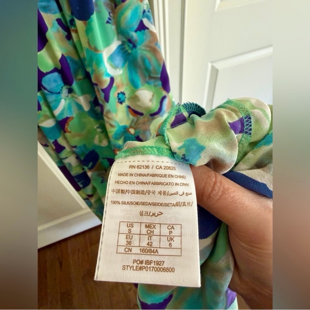 Like New 💚 Marciano Floral Maxi Dress Blue Green Purple Boho Summer Size S - Picture 5 of 9